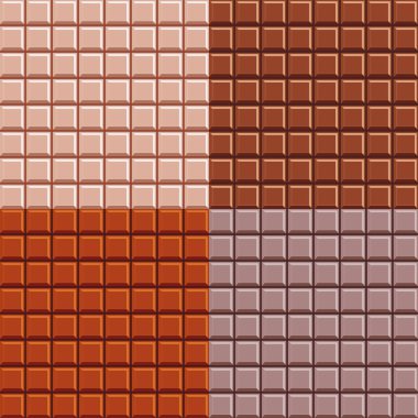 Çikolata pürüzsüz desenler. Çikolata, kusursuz desenli. Çikolatalı arka plan. Vektör illüstrasyonu