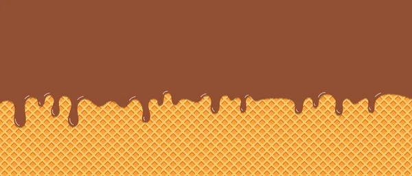 Шоколадне Морозиво Тане Вафельному Фоні Векторна Ілюстрація — стоковий вектор
