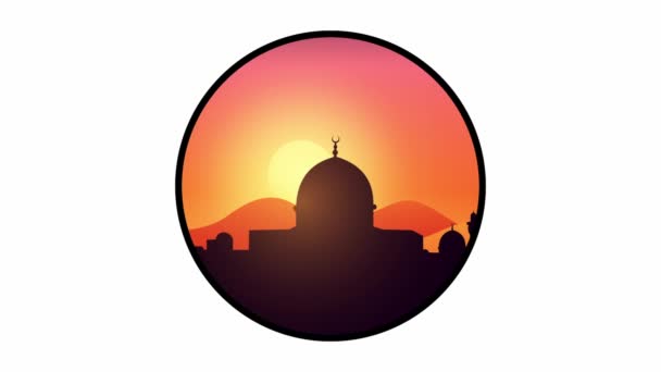 Tramonto Animato Silhouette Una Moschea Tramonto Dietro Moschea — Video Stock