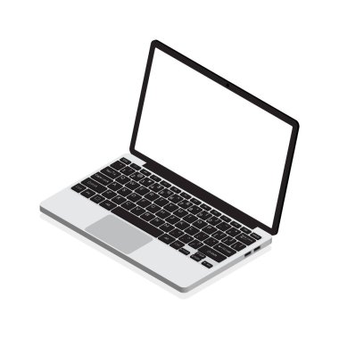 Isometric Laptop. Vektör 3 boyutlu izometrik dizüstü bilgisayar. Vektör illüstrasyonu