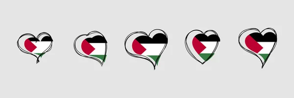 Bendera Palestina Dalam Bentuk Hati Simbol Nasional Palestina Ilustrasi Vektor - Stok Vektor