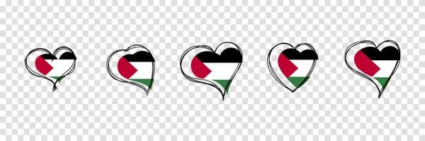 Palestinská Vlajka Tvaru Srdce Palestinský Národní Symbol Vektorová Ilustrace — Stockový vektor