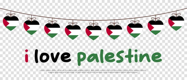 Bandeira Nacional Palestina Inscrição Amo Palestina Ilustração Vetorial — Vetor de Stock