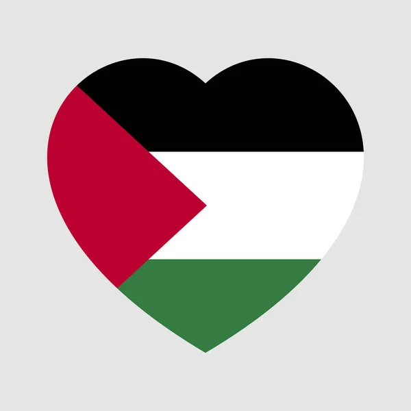 Vlag Van Palestina Hartvorm Palestijns Nationaal Symbool Vectorillustratie — Stockvector