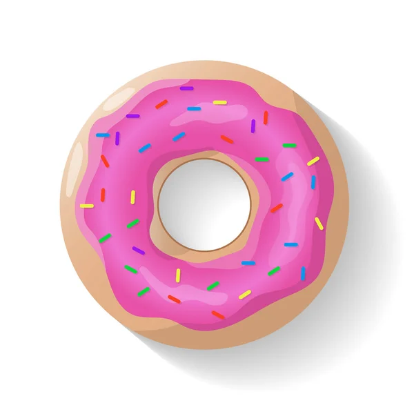 Donut Geïsoleerde Achtergrond Leuke Roze Donut Kleurrijke Glanzende Donut Met — Stockvector