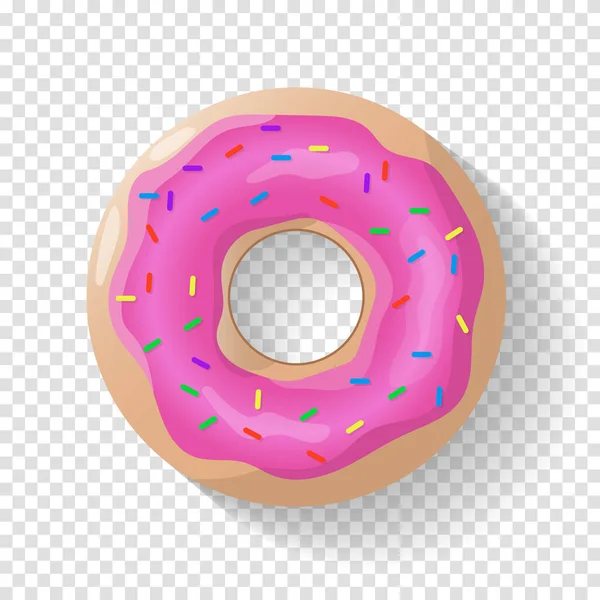 Donut Fundo Isolado Bonito Donut Rosa Donut Colorido Brilhante Com — Vetor de Stock