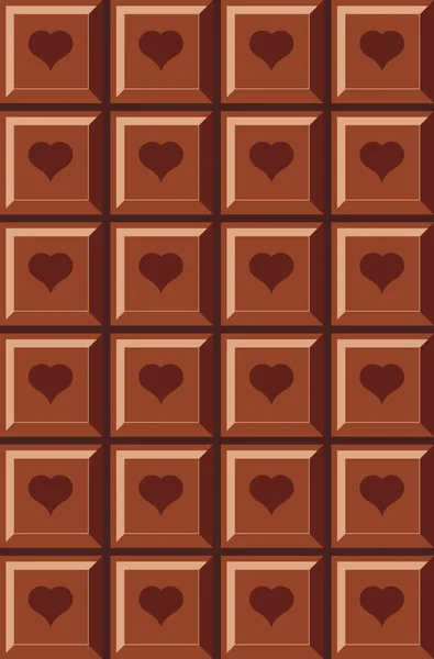 Barra Chocolate Com Leite Chocolate Bar Padrão Fundo Corações Chocolate — Vetor de Stock