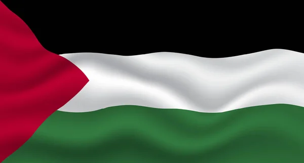 Ondeó Bandera Palestina Ilustración Realista Vectorial Bandera Palestina Ilustración Vectorial — Vector de stock