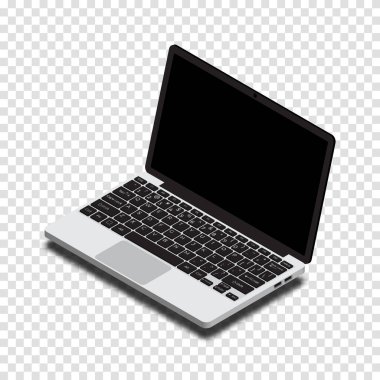 Isometric Laptop. Vektör 3 boyutlu izometrik dizüstü bilgisayar. Vektör illüstrasyonu