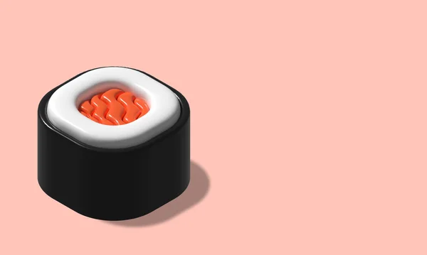 三维渲染插图卷寿司隔离 3D图解日本寿司物体 — 图库照片