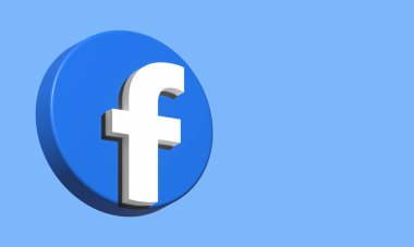 Facebook Çemberi Simgesi 3D. Zarif Şablon Boşluğu