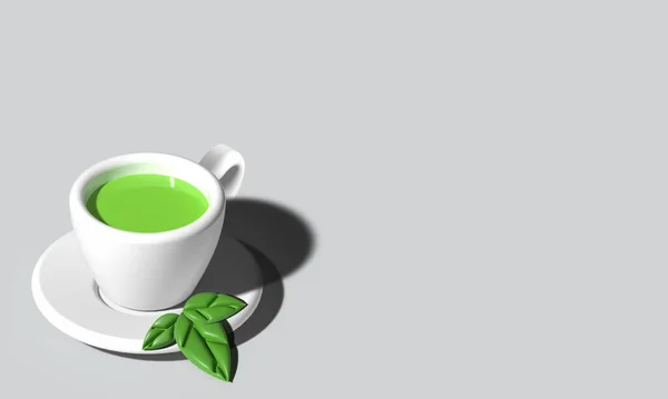 Καθιστώντας Πράσινο Ζεστό Τσάι Καθιστούν Του Πράσινου Τσαγιού Κούπα Ρεαλιστικό — Φωτογραφία Αρχείου