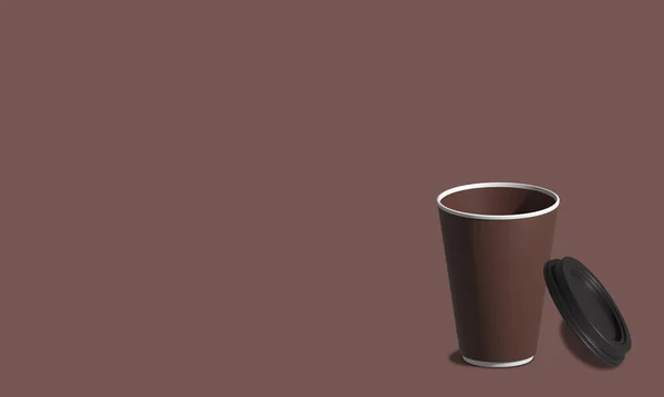 咖啡杯模拟 渲染现实的3D示例 包装造型设计的品牌 咖啡都拿走了咖啡好了 — 图库照片