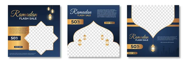 Conjunto Modelo Banner Venda Ramadã Ramadan Sale Banner Template Design — Vetor de Stock