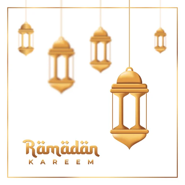 Altın Fenerli Ramazan Kareem Vektör Kartı Ramazan Kareem Reklamları Ilanları — Stok Vektör