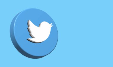 Twitter Çemberi Simgesi 3D. Zarif Şablon Boşluğu