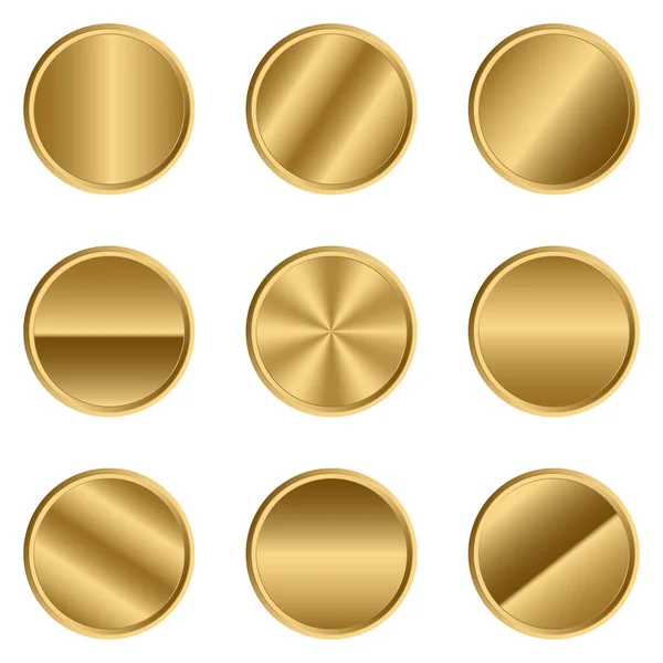 Luxury Gold Circle Button Gold Circle Realistic Metal Button Vector — Stock vektor