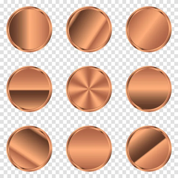 Luxury Bronze Circle Button Bronze Circle Realistic Metal Button Vector — Stock Vector