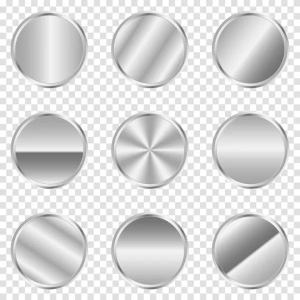 Luxury Silver Circle Button Silver Circle Realistic Metal Button Vector — Wektor stockowy