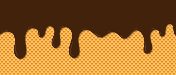 Chocolade Ijs Gesmolten Wafel Achtergrond Crème Gesmolten Wafel Achtergrond Zoet — Stockvector