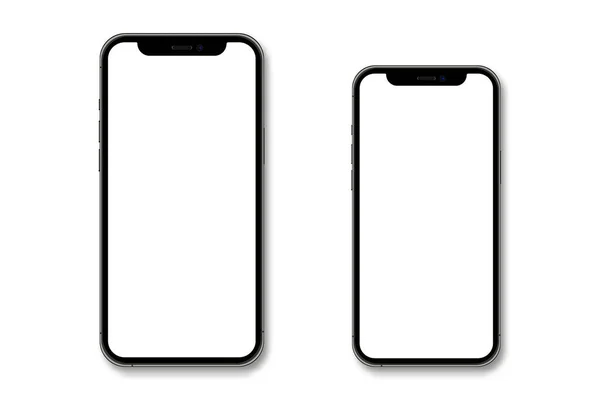 Realistiska Modeller Smartphone Mobiltelefon Med Skugga Smartphone Mockup Samling Enhetens — Stock vektor