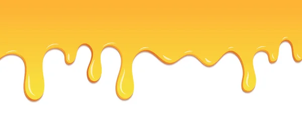 Seamless Pattern Melted Honey Dripping Dessert Background Melted Honey Banner — Stock Vector