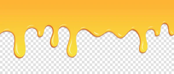 Seamless Pattern Melted Honey Dripping Dessert Background Melted Honey Banner — Stock Vector