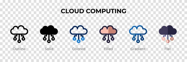 Вычисление Иконы Другом Стиле Векторные Иконки Cloud Computing Разработаны Наброске — стоковый вектор