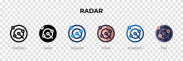 Radar Icon Different Style Radar Vector Icons Designed Outline Solid — Vettoriale Stock