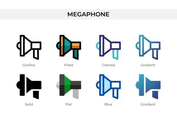 Megaphon Ikone Anderem Stil Megafon Vektorsymbole Die Umrissen Durchgehend Farbig — Stockvektor