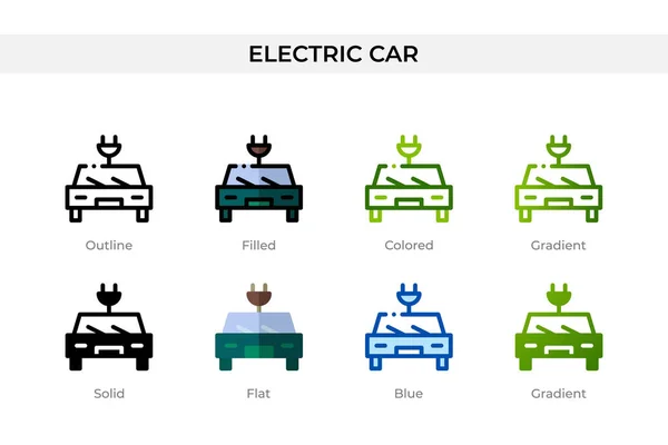 Ikona Elektromobilu Jiném Stylu Elektrické Auto Vektorové Ikony Navržené Obrysu — Stockový vektor