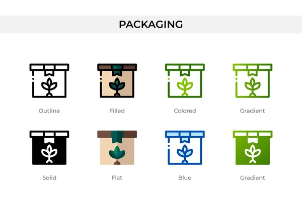 Packaging Icon Different Style Packaging Vector Icons Designed Outline Solid — Stockvektor