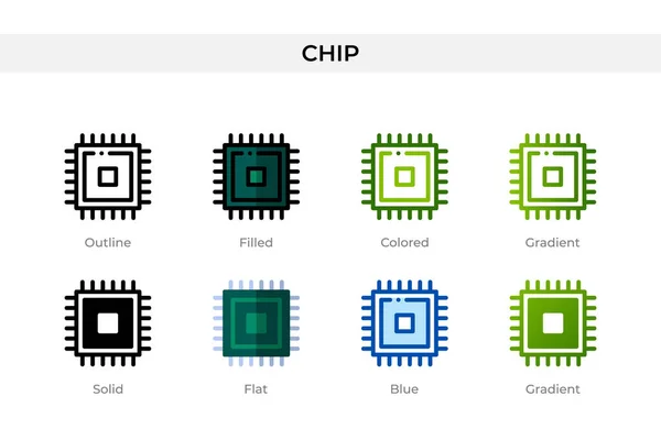 Chip Icon Different Style Chip Vector Icons Designed Outline Solid — Διανυσματικό Αρχείο