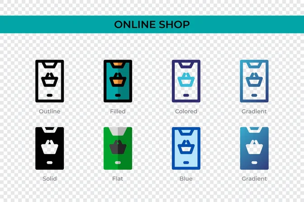 Icono Tienda Online Estilo Diferente Iconos Vectoriales Tienda Línea Diseñados — Archivo Imágenes Vectoriales