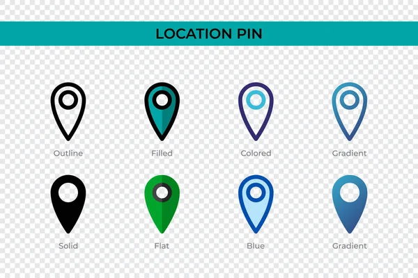 Icono Pin Ubicación Estilo Diferente Localización Iconos Vectoriales Pin Diseñados — Archivo Imágenes Vectoriales