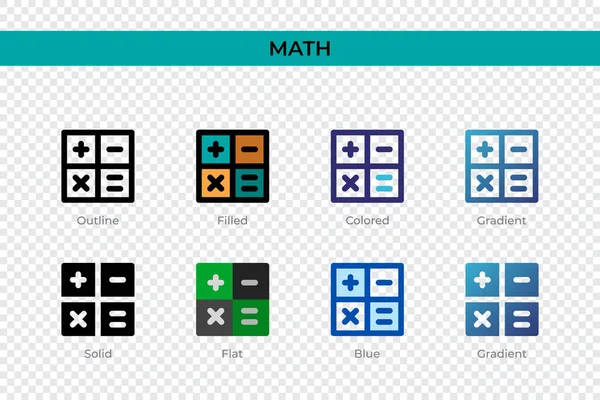 Μαθηματικό Εικονίδιο Διαφορετικό Στυλ Εικονίδια Διάνυσμα Μαθηματικά Σχεδιαστεί Περίγραμμα Στερεά — Διανυσματικό Αρχείο