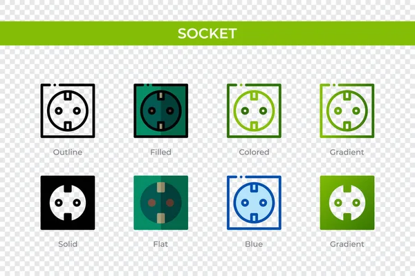 Socket Icon Different Style Socket Vector Icons Designed Outline Solid — Archivo Imágenes Vectoriales