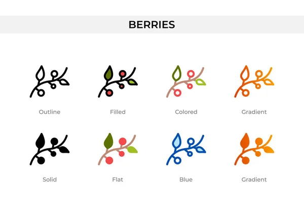 Beeren Ikone Anderem Stil Beeren Vektorsymbole Umrissen Durchgehend Farbig Gefüllt — Stockvektor