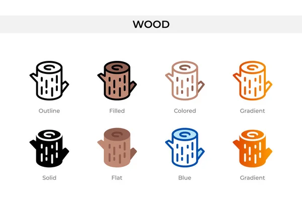Holz Ikone Anderem Stil Holzvektorsymbole Die Umrissen Durchgehend Farbig Gefüllt — Stockvektor