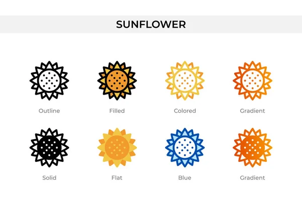 Sonnenblumen Ikone Anderem Stil Sonnenblumen Vektorsymbole Die Umrissen Durchgehend Farbig — Stockvektor