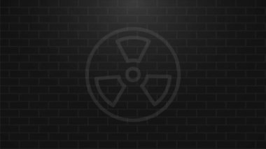 Yeşil ışıldayan radyasyon simgesi. Radyoaktif zehirli sembol. Radyasyon tehlikesi işareti. Hareket grafikleri