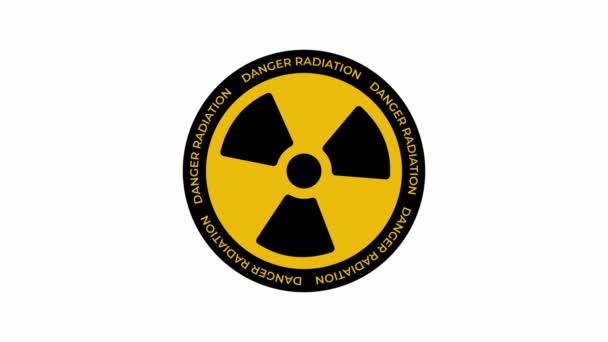 Animated Radiation Spinning Nuclear Sign Symbol Rotate Isolated White Background — Stock Video