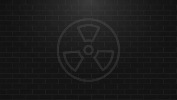 Groene Gloeiende Straling Pictogram Teken Radioactief Giftig Symbool Stralingsgevaar Bewegingsgrafiek — Stockvideo