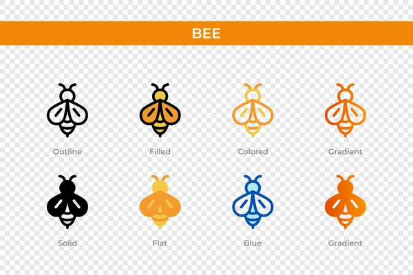 Bienen Ikone Anderem Stil Bienenvektorsymbole Die Umrissen Durchgehend Farbig Gefüllt — Stockvektor