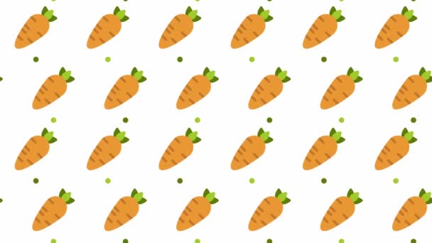 オレンジニンジンのパターンの背景 ニンジン野菜のアニメーション ニンジンとかわいいパターンアニメーション 健康的な食べ物の背景 4Kシームレスループビデオ映像 — ストック動画