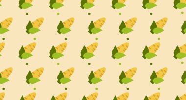 Mısır desensiz şirin bir arkaplan. Şirin mısırlar izole edilmiş. Kusursuz bir arka plan. Vektör illüstrasyonu