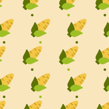 Mısır desensiz şirin bir arkaplan. Şirin mısırlar izole edilmiş. Kusursuz bir arka plan. Vektör illüstrasyonu