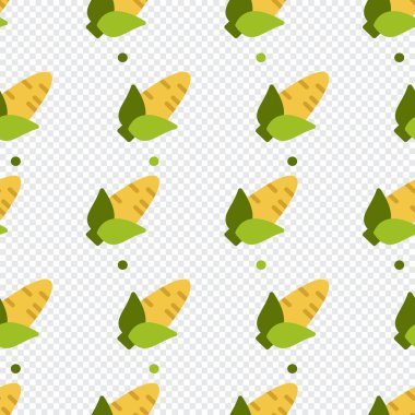 Mısır desensiz şirin bir arkaplan. Şirin mısırlar izole edilmiş. Kusursuz bir arka plan. Vektör illüstrasyonu