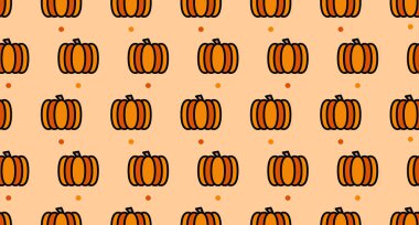 Balkabağı pürüzsüz desenli şirin bir arka plan. Şirin balkabakları izole edilmiş. Kabak pürüzsüz bir altyapısı var. Vektör illüstrasyonu