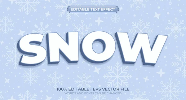 Redigerbar Text Stil Effekt Snö Text Stil Snötexteffekt Redigerbar Frusen — Stock vektor
